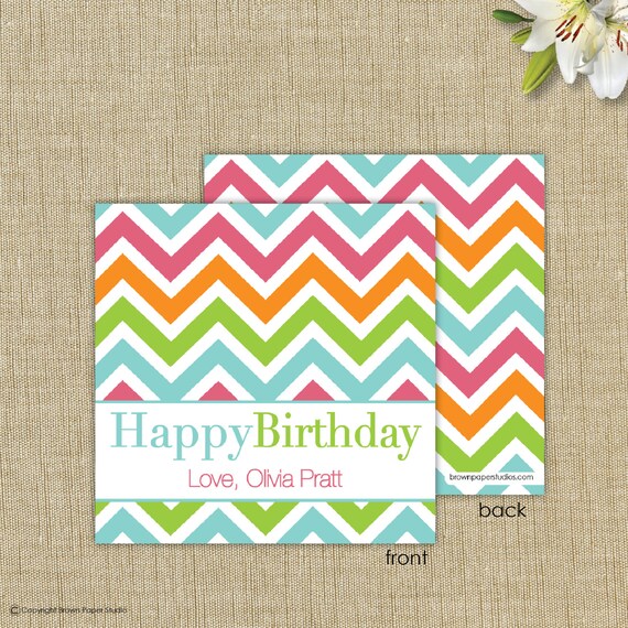 Gift enclosure cards with envelopes. Colorful Chevron Etsy