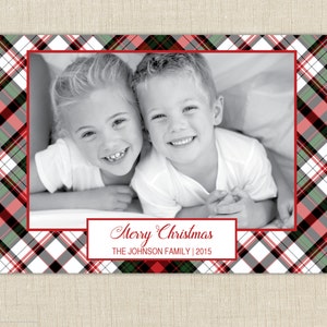 Christmas photo card. Plaid Holiday Card