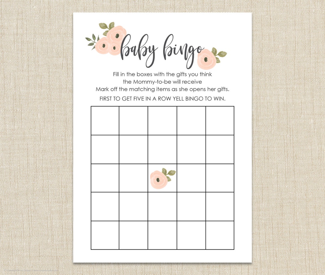 Baby Shower Bingo Printable. Instant Download. floral A1 - Etsy