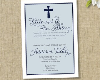 Baptism invitation. Christening announcement. boy or girl. Little ones to Him belong