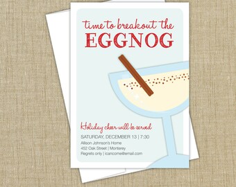 Christmas Party Invitation. Eggnog. Cocktail party