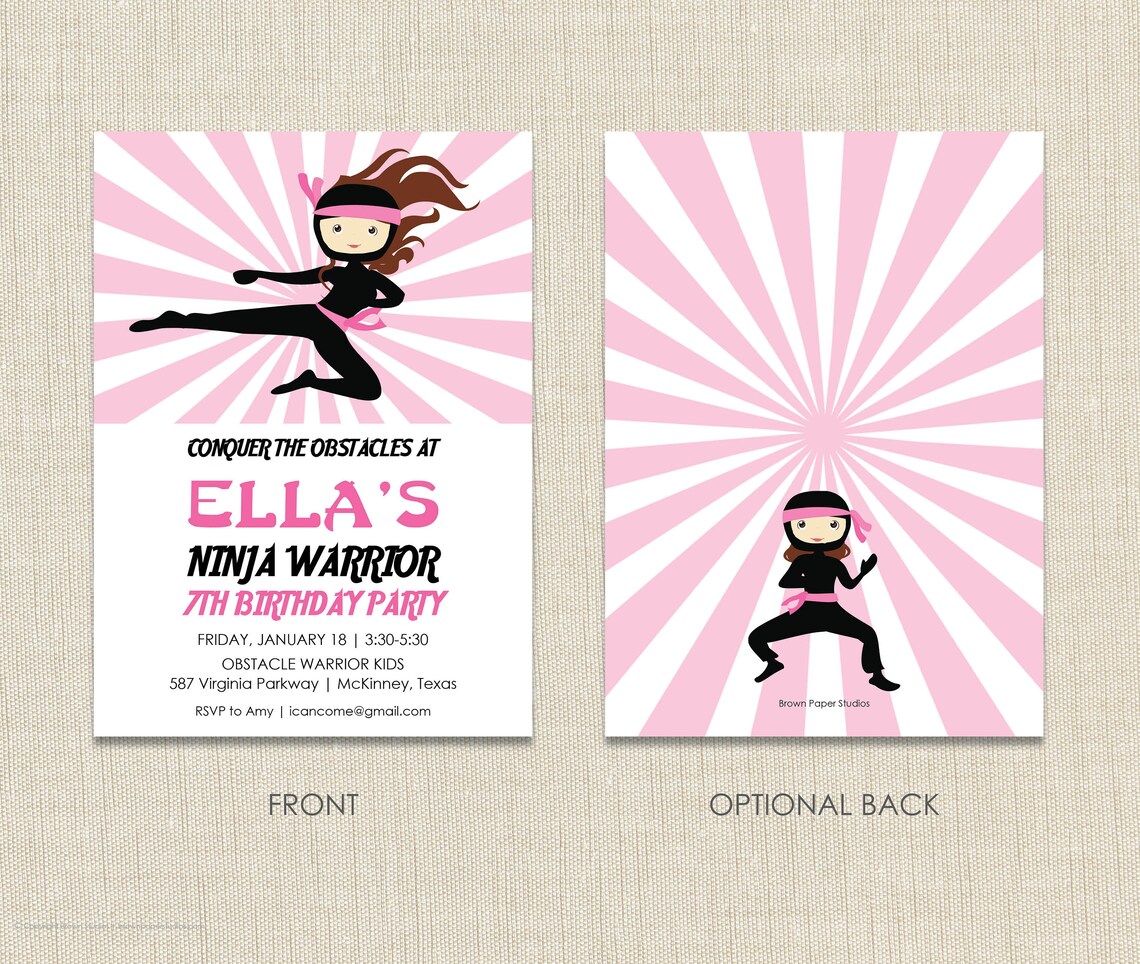 Ninja Warrior Invitation American Ninja Warrior Invite Ninja | Etsy