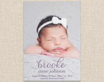 baby girl birth announcement. custom photo card