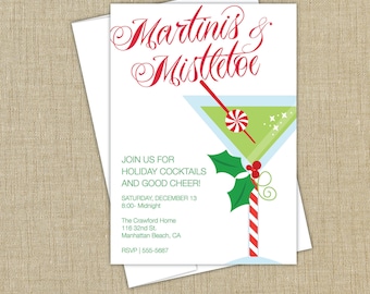 Christmas Party Invitation. Martinis and Mistletoe