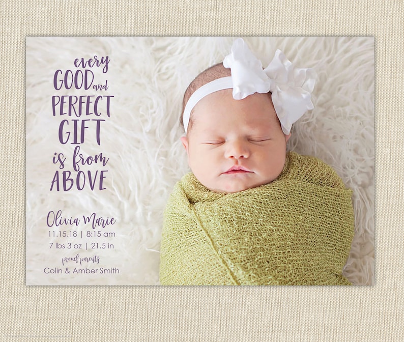 Religious Birth Announcement. Every Good and Perfect Gift Etsy