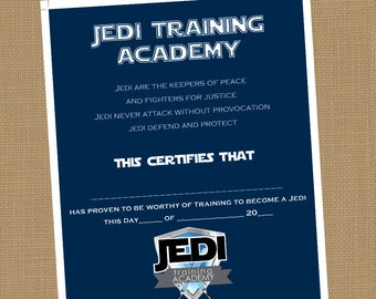 Jedi Training Akademie Zertifikat. Druckbare Urkunde. SOFORTIGER DOWNLOAD