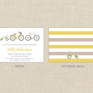 Bicycle Baby Shower Invitation. Baby Shower Invitation. Gender Neutral Baby Shower Invitation image 2