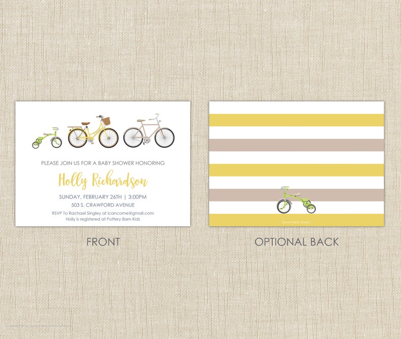 Bicycle Baby Shower Invitation. Baby Shower Invitation. Gender Neutral Baby Shower Invitation Bild 2