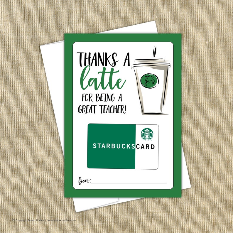 Thanks a latte card teacher appreciation gift card holder