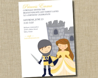 Princess and Knight birthday invitation.