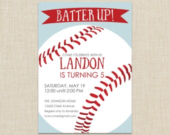 Baseball Invitation, Baseball Birthday Invitation