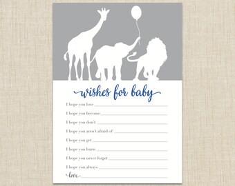 Wishes for Baby shower game. Instant download. Advice for mom.  Safari baby shower