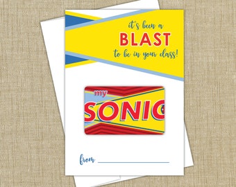 Sonic Gift Card Holder | INSTANT DOWNLOAD | End of year teacher gift | Blast in your class