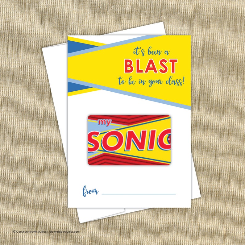 Sonic Gift Card Holder INSTANT DOWNLOAD End of year Etsy
