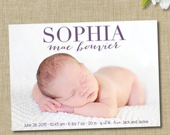 birth announcement. custom photo card. photo baby announcement.