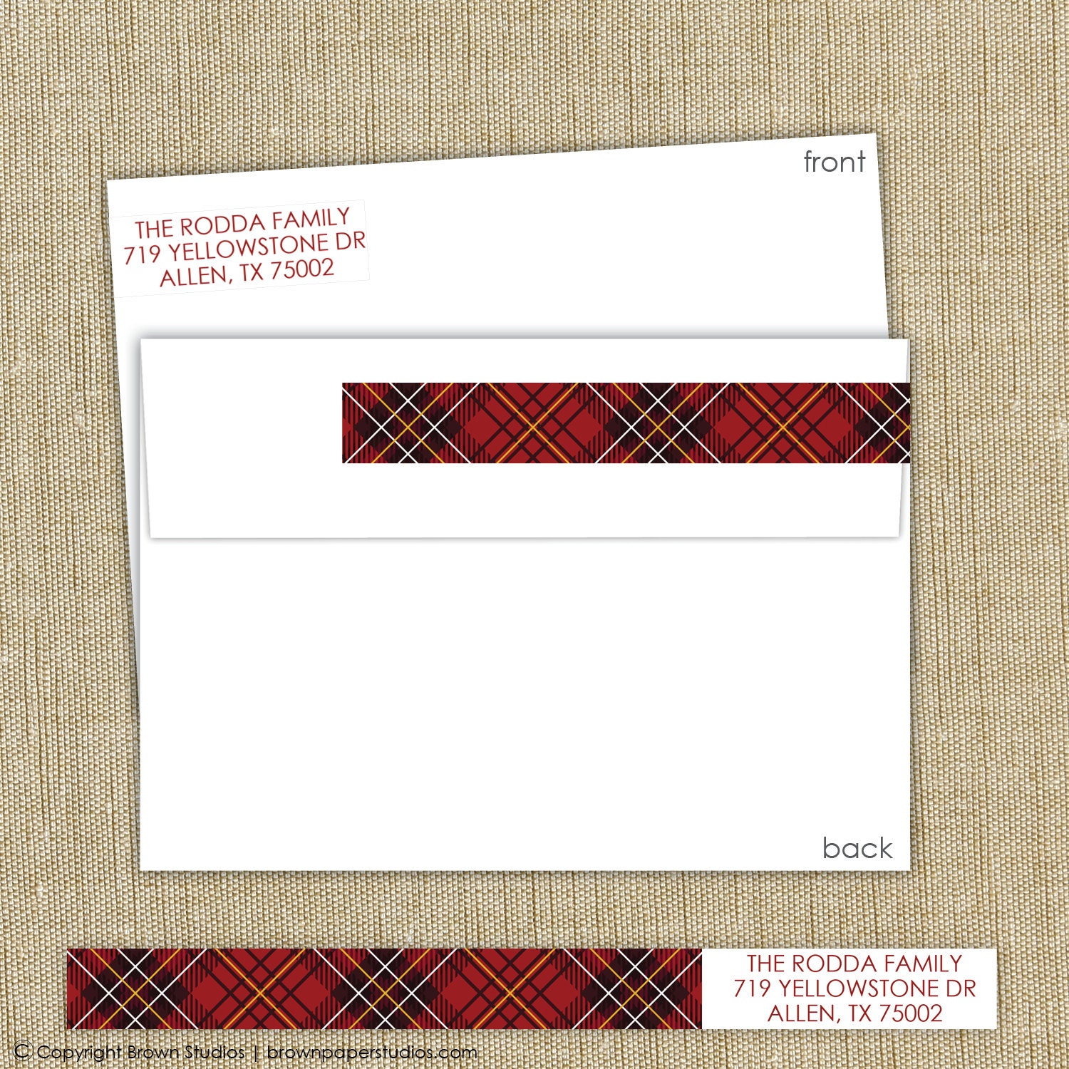 Wrap Around Return Address Labels. Plaid Return Address Label Etsy