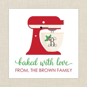 Christmas baking stickers. baked with love stickers. set of 25