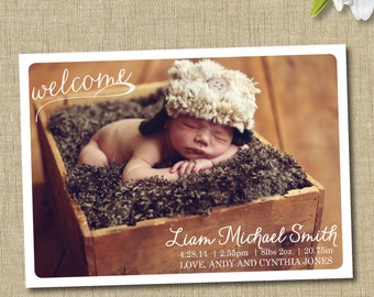 birth announcement. custom photo card. photo baby announcement. welcome