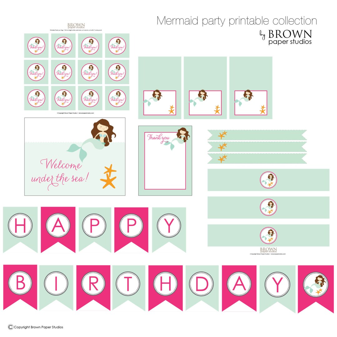 Mermaid Birthday Party Printables - Etsy
