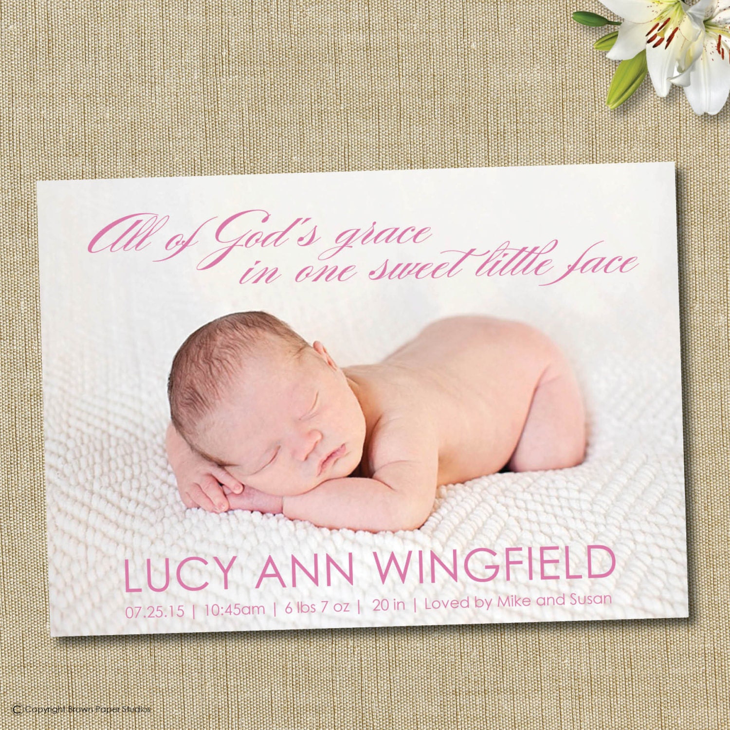 Religious Birth Announcement. All of God's Grace in One Etsy