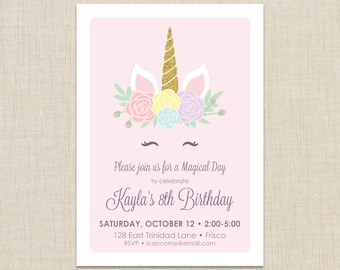 Unicorn Birthday Invitation, Unicorn Invitation, Magical Invitation