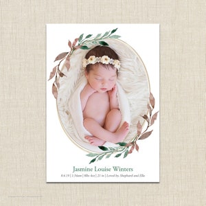 Girl birth announcement, baby girl announcement, baby announcement, photo birth announcement