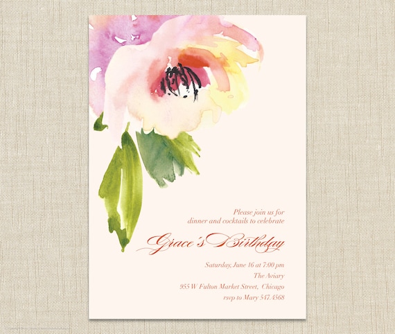 Invitaciones de cumpleaños para adultos. Invitación a flores - Etsy México