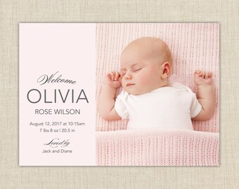 birth announcement girl. photo baby announcement.
