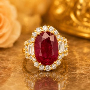 5.00 Ct Oval Natural Ruby Ring 14K Yellow Gold Anniversary Promise Gift (Import Free)