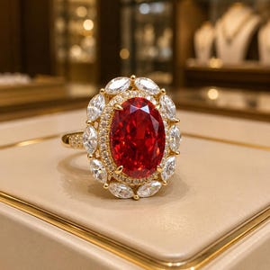 4,00 kt ovale natuurlijke robijn ring 14 kt geelgouden verjaardagsbelofte (gratis import)