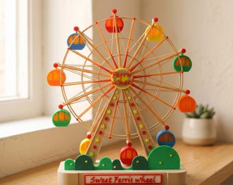 Colorful Ferris Wheel Decor, Whimsical Carnival PLA Desk Ornament, Modern Home Accent