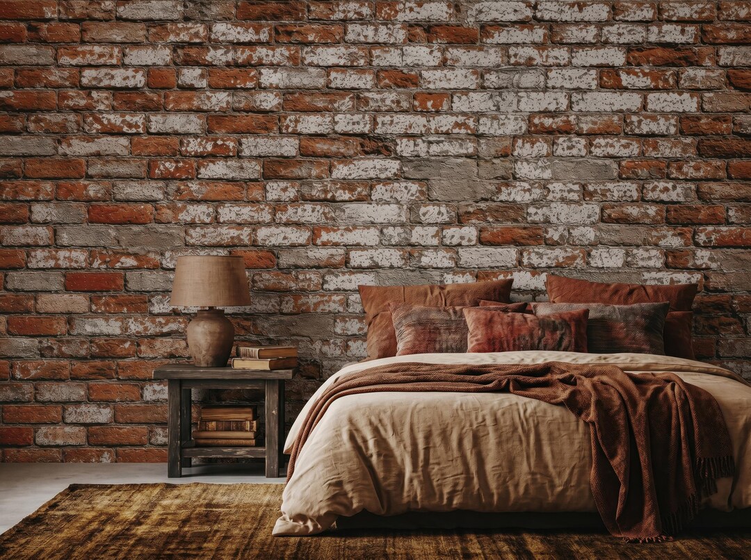 Rustic Red Brick Wallpaper Peel and Stick Industrial Wall Mural ...