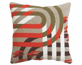 Art Deco Needlepoint Kit, "Futura Red" Tapestry, Modern Design