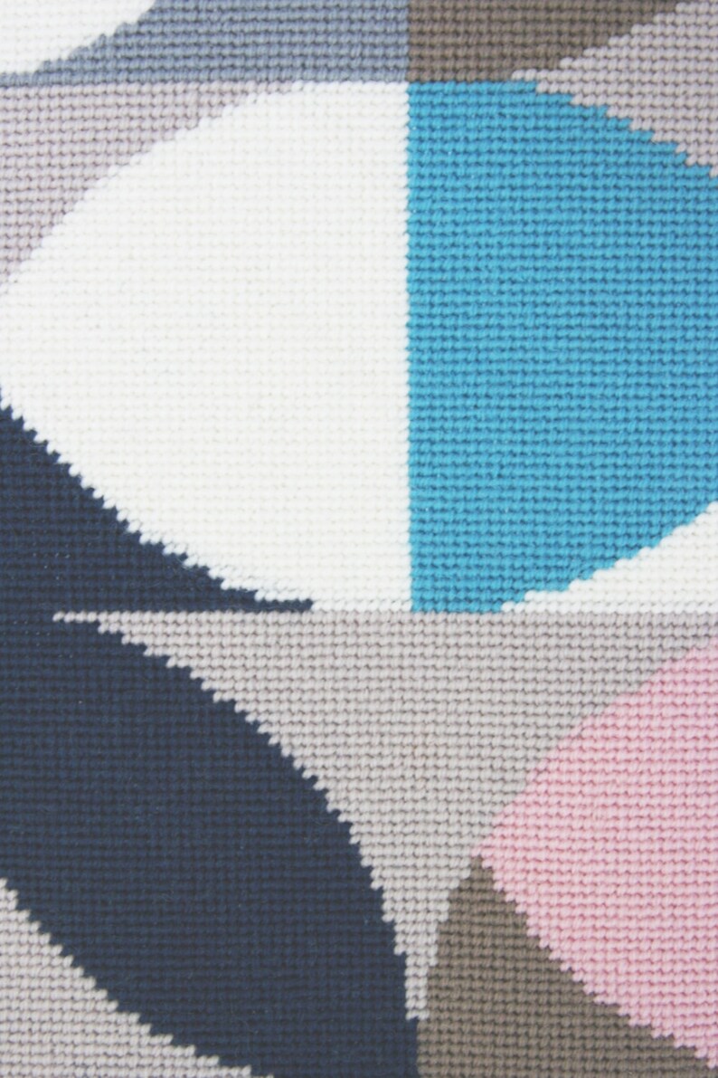 Modern Needlepoint Kit Geometric Design Printed Canvas Pink Etsy UK