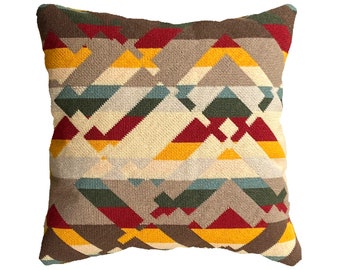 Modern Needlepoint Kit, Geometric Design, Printed canvas, earth tones and colors, "Canyon 3"