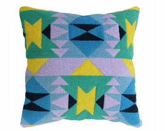 Geometric Needlepoint Kit – Modern Tapestry Cushion or Wall Art