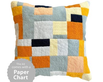 Bauhaus Needlepoint Kit – Modern Geometric Cushion, Beginner Tapestry