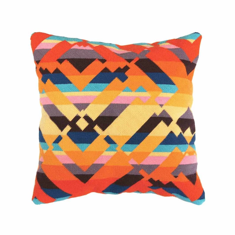 Modern Needlepoint Kit Geometric Design Printed Canvas Etsy UK