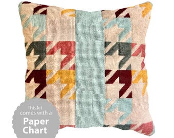 Houndstooth Needlepoint Kit – Modern Cushion, Beginner Friendly