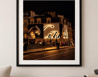 Impressão artística para parede inspirada na noite parisiense | Decoração de luxo para as ruas de Paris | Arte de parede imprimível em preto e branco | Download digital | Arte moderna para galeria
