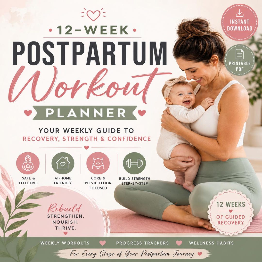 12 Week Postpartum Workout Plan PDF | Postpartum Fitness Planner | New ...