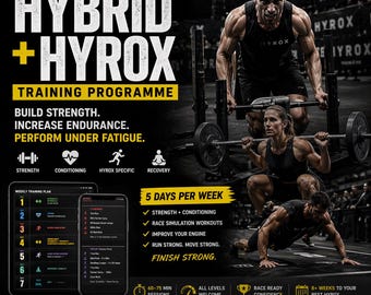 Plano de Treinamento HYROX em PDF | Programa de Treino Híbrido para Atletas | Plano Semanal de Força e Condicionamento | Guia de Resistência e Fitness Funcional
