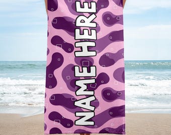 Custom Name Abstract Towel, Personalized Artistic Towel, Customized Colorful Bath Towel, Contemporary Napkin, Creative Present, Modern Towel