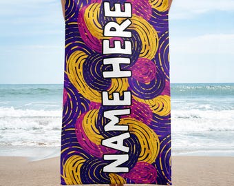 Custom Name Abstract Towel, Personalized Artistic Towel, Customized Colorful Bath Towel, Contemporary Napkin, Creative Present, Modern Towel