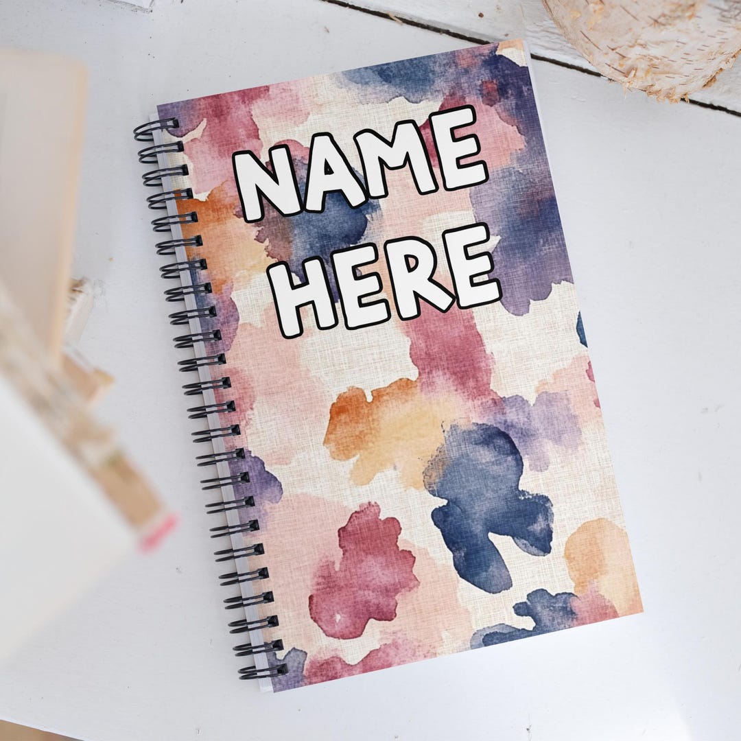 Modern Unique Notebook Custom Name Abstract Notebook, Personalized Artistic Notebook, Colorful ...