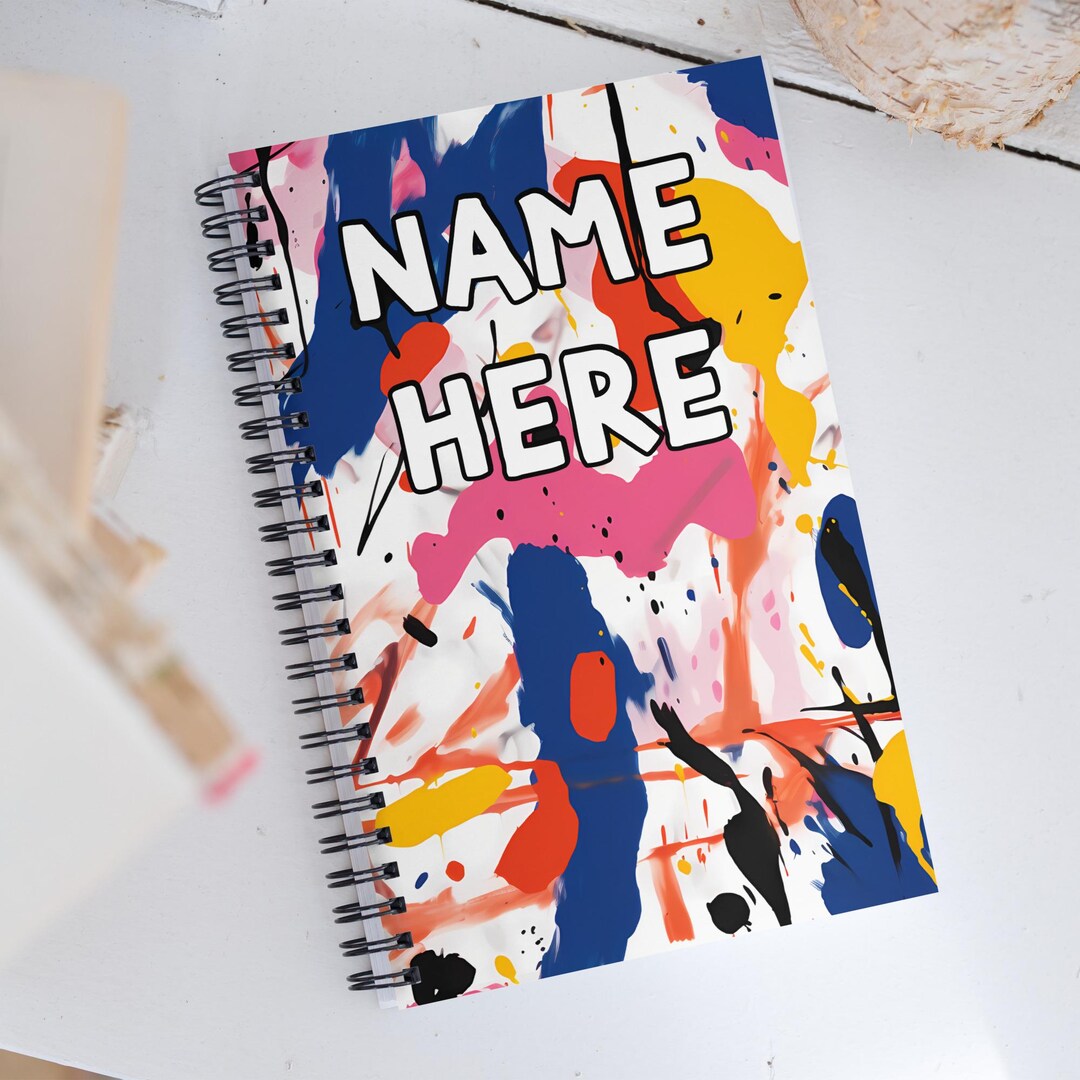 Modern Unique Notebook Custom Name Abstract Notebook, Personalized Artistic Notebook, Colorful ...