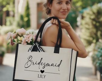 Sac fourre-tout personnalisé de demoiselle d'honneur, sac de jeune fille personnalisé