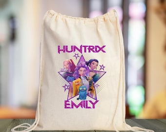 Sac fourre-tout personnalisé Huntrix, sac Kpop Saja pour filles, sac de fête prénom personnalisé, sac chasseurs de démons, cadeau Huntrix pour enfants