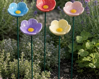 Keramisk kolibrimatare, bivattnare, fjärilspöl, pollinerande vattenstation, färgglad stugblomsterdekoration