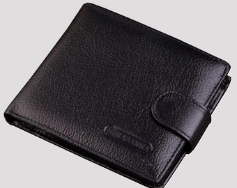 Genuine Leather RFID Bifold Wallet – Slim Card Holder, Textured Money Purse